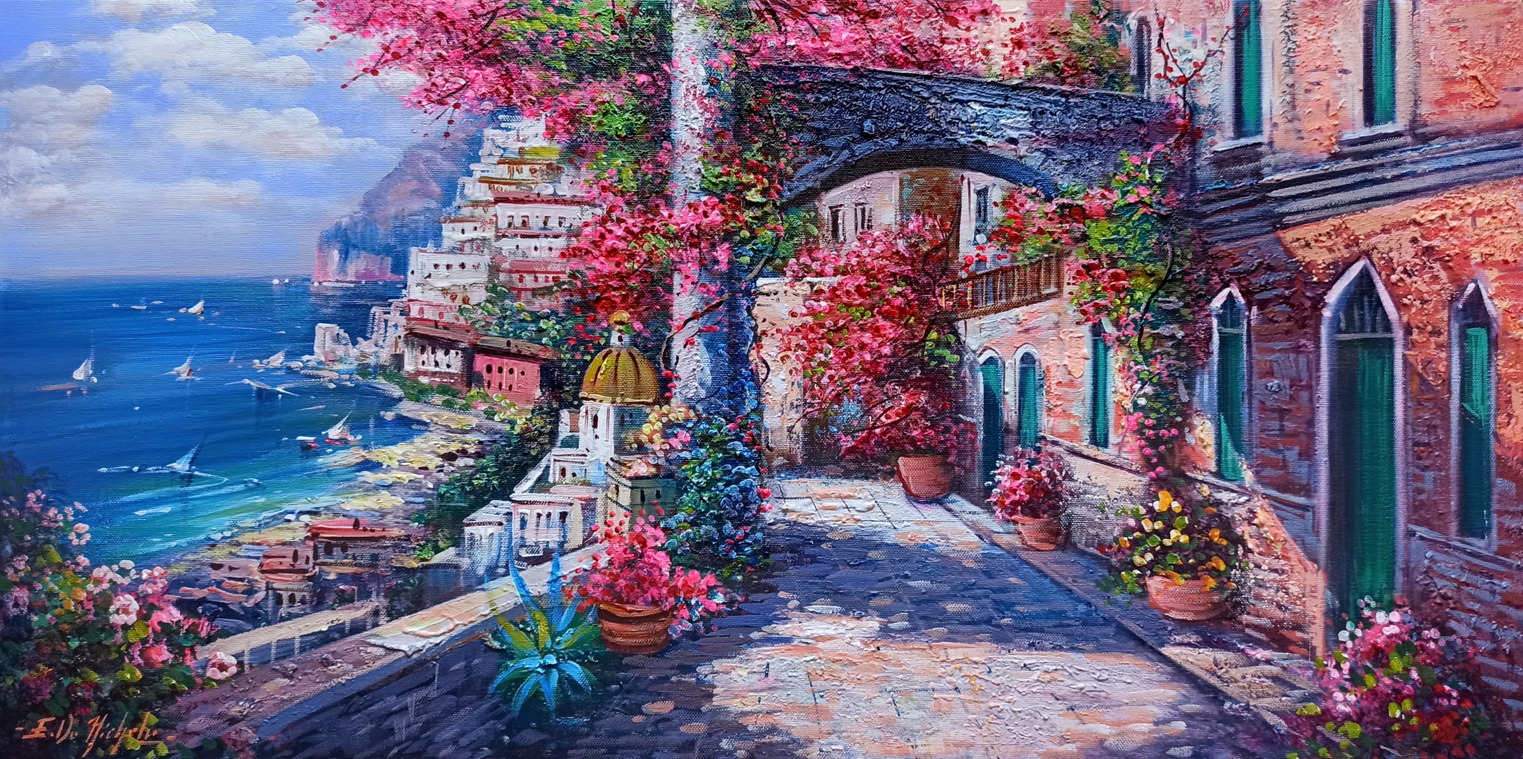 Positano painting,Italian painter 