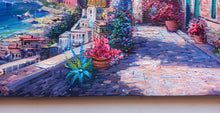 Load image into Gallery viewer, Positano painting,Italian painter &quot;Blooming in the alleyway&quot; original painter Ernesto De Michele
