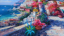 Load image into Gallery viewer, Positano painting,Italian painter &quot;Blooming in the alleyway&quot; original painter Ernesto De Michele
