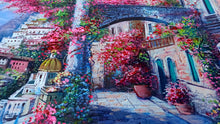 Load image into Gallery viewer, Positano painting,Italian painter &quot;Blooming in the alleyway&quot; original painter Ernesto De Michele
