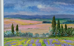 Tuscany painting by Biagio Chiesi painter "Flowery impressionist landscape" original Italian Toscana