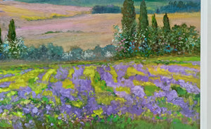 Tuscany painting by Biagio Chiesi painter "Flowery impressionist landscape" original Italian Toscana