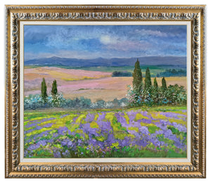 Tuscany painting by Biagio Chiesi painter "Flowery impressionist landscape" original Italian Toscana