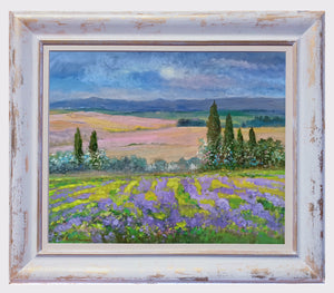 Tuscany painting by Biagio Chiesi painter "Flowery impressionist landscape" original Italian Toscana