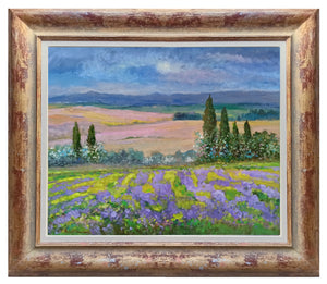 Tuscany painting by Biagio Chiesi painter "Flowery impressionist landscape" original Italian Toscana