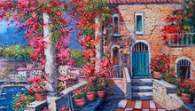 Load image into Gallery viewer, Sorrento painting,Italian painter &quot;Flowery terrace on the gulf&quot; original painter Ernesto De Michele
