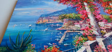 Load image into Gallery viewer, Sorrento painting,Italian painter &quot;Flowery terrace on the gulf&quot; original painter Ernesto De Michele
