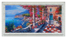 Load image into Gallery viewer, Sorrento painting,Italian painter &quot;Flowery terrace on the gulf&quot; original painter Ernesto De Michele
