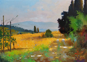 Tuscany painting Andrea Borella painter "In the summer" landscape original canvas artwork Italy