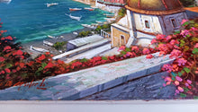 Load image into Gallery viewer, Positano painting, &quot;Vertical view of the coast&quot; original by Ernesto De Michele Amalfitan Coast
