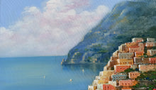 Load image into Gallery viewer, Positano painting, &quot;Vertical view of the coast&quot; original by Ernesto De Michele Amalfitan Coast
