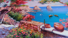 Load image into Gallery viewer, Capri painting,Italian painter &quot;Flowery window on the sea stacks&quot; original painter Ernesto De Michele
