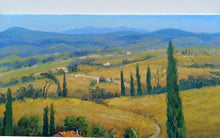 Load image into Gallery viewer, Tuscany painting, by Domenico Ronca &quot;The flowery path&quot;,Toscana landscape,original Italian, oil canvas
