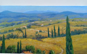 Tuscany painting, by Domenico Ronca "The flowery path",Toscana landscape,original Italian, oil canvas