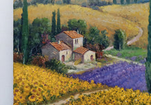 Load image into Gallery viewer, Tuscany painting, by Domenico Ronca &quot;The flowery path&quot;,Toscana landscape,original Italian, oil canvas
