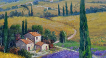 Load image into Gallery viewer, Tuscany painting, by Domenico Ronca &quot;The flowery path&quot;,Toscana landscape,original Italian, oil canvas
