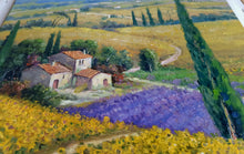 Load image into Gallery viewer, Tuscany painting, by Domenico Ronca &quot;The flowery path&quot;,Toscana landscape,original Italian, oil canvas
