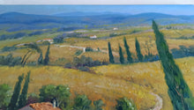 Load image into Gallery viewer, Tuscany painting, by Domenico Ronca &quot;The flowery path&quot;,Toscana landscape,original Italian, oil canvas
