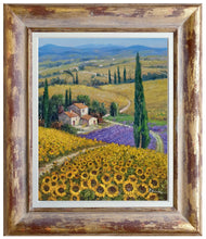 Load image into Gallery viewer, Tuscany painting, by Domenico Ronca &quot;The flowery path&quot;,Toscana landscape,original Italian, oil canvas
