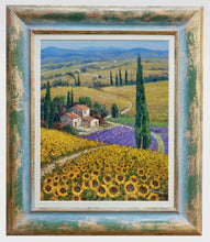 Load image into Gallery viewer, Tuscany painting, by Domenico Ronca &quot;The flowery path&quot;,Toscana landscape,original Italian, oil canvas
