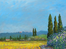 Load image into Gallery viewer, Tuscany painting by Biagio Chiesi painter &quot;A summer day&quot; original Italian Toscana landscape
