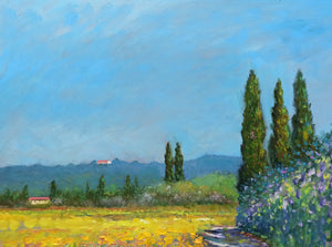 Tuscany painting by Biagio Chiesi painter "A summer day" original Italian Toscana landscape