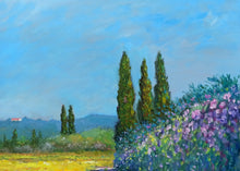 Load image into Gallery viewer, Tuscany painting by Biagio Chiesi painter &quot;A summer day&quot; original Italian Toscana landscape
