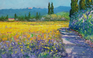 Tuscany painting by Biagio Chiesi painter "A summer day" original Italian Toscana landscape