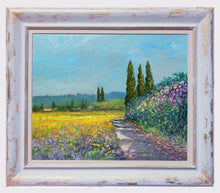 Load image into Gallery viewer, Tuscany painting by Biagio Chiesi painter &quot;A summer day&quot; original Italian Toscana landscape
