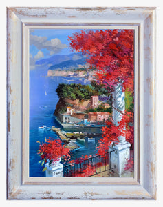 Sorrento painting Vincenzo Somma painter "Vertical lookout" original canvas artwork Italy Amalfitan Coast