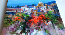 Load image into Gallery viewer, Amalfitan Coast painting,&quot;Flowering in the village&quot; by Mario Smeraglia,Italian painter,original Italy landscape
