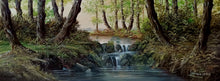 Load image into Gallery viewer, Glade with waterfall old painting original oil canvas Luciano Torsi 1937 Italian painter
