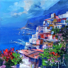 Load image into Gallery viewer, Amalfitan Coast painting,&quot;The blue coast&quot; by Mario Smeraglia,Italian painter,original Italy landscape (copia)
