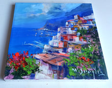 Load image into Gallery viewer, Amalfitan Coast painting,&quot;The blue coast&quot; by Mario Smeraglia,Italian painter,original Italy landscape (copia)
