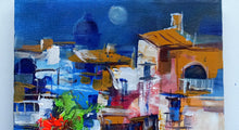 Load image into Gallery viewer, Amalfitan Coast painting,&quot;Full moon on the village&quot; by Mario Smeraglia,Italian painter,original Italy landscape
