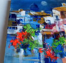 Load image into Gallery viewer, Amalfitan Coast painting,&quot;Full moon on the village&quot; by Mario Smeraglia,Italian painter,original Italy landscape
