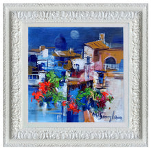 Load image into Gallery viewer, Amalfitan Coast painting,&quot;Full moon on the village&quot; by Mario Smeraglia,Italian painter,original Italy landscape
