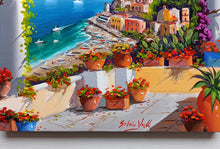 Load image into Gallery viewer, Positano painting, by Italian painter Silvio Valli &quot;Window on the coast&quot;,Italian painting,Amalfitan Coast
