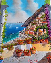 Load image into Gallery viewer, Positano painting, by Italian painter Silvio Valli &quot;Window on the coast&quot;,Italian painting,Amalfitan Coast
