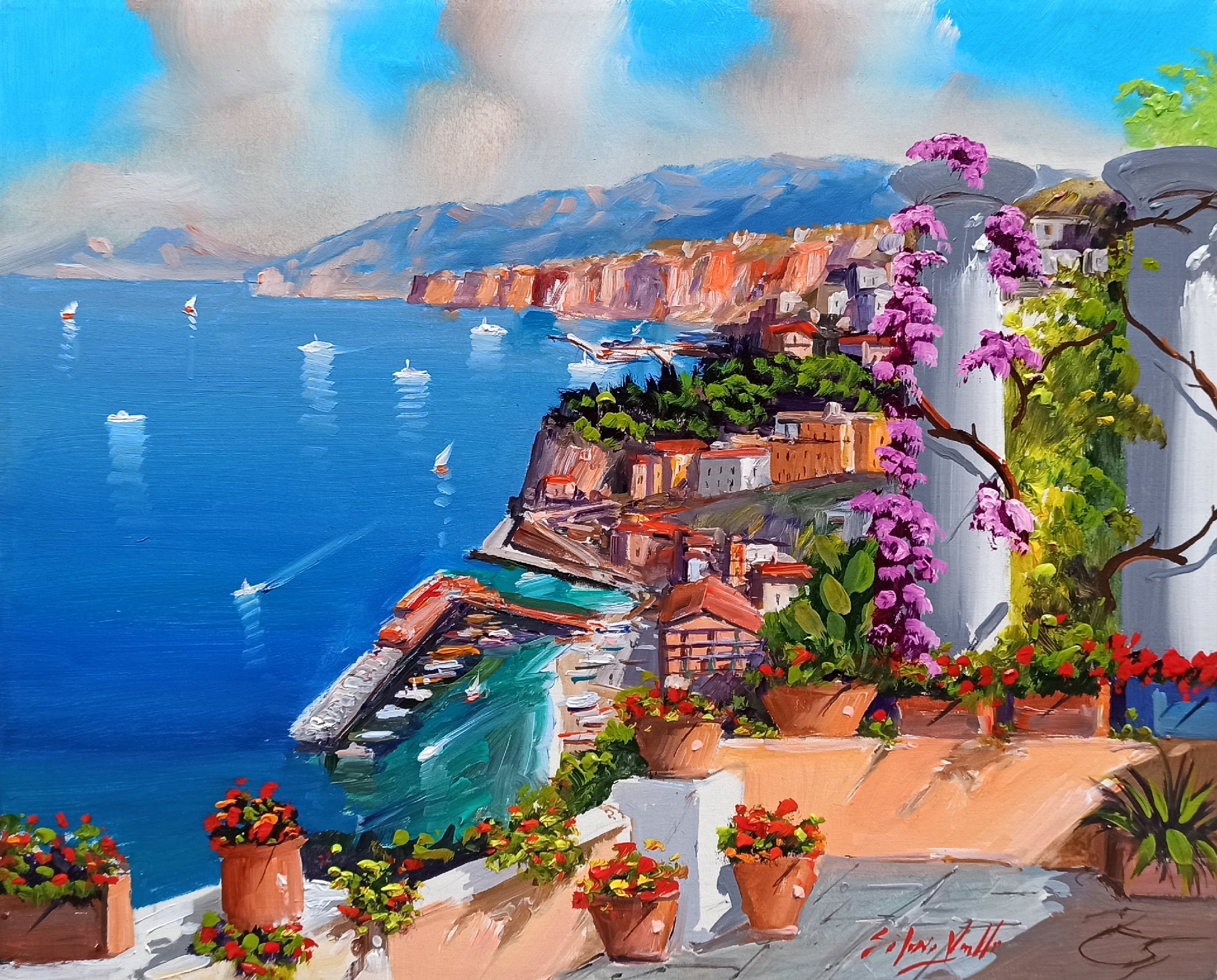 Sorrento painting, by Italian painter Silvio Valli 