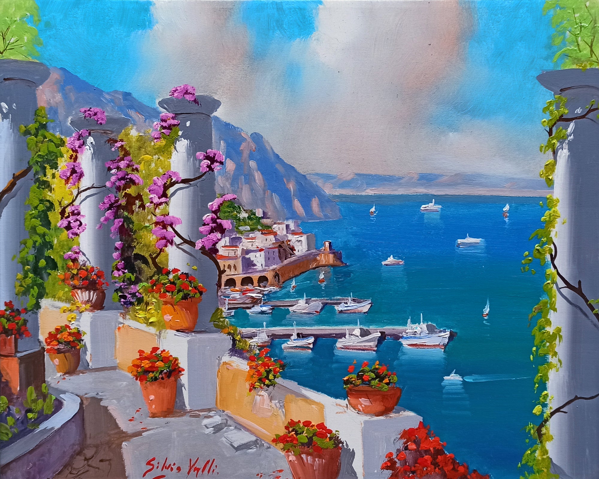 Amalfi painting, by Italian painter Silvio Valli 