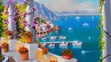 Load image into Gallery viewer, Amalfi painting, by Italian painter Silvio Valli &quot;Walkway on the coast&quot;,Italian painting,Amalfitan Coast
