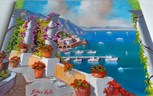 Load image into Gallery viewer, Amalfi painting, by Italian painter Silvio Valli &quot;Walkway on the coast&quot;,Italian painting,Amalfitan Coast
