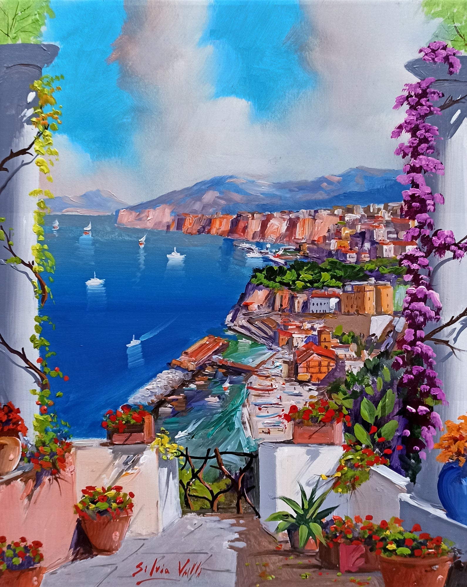 Sorrento painting, by Italian painter Silvio Valli 