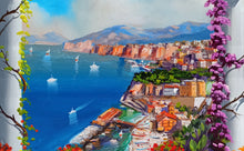 Load image into Gallery viewer, Positano painting, by Italian painter Silvio Valli &quot;Flowery view on the sea&quot;,Italian painting,Amalfitan Coast
