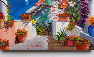 Sorrento painting, by Italian painter Silvio Valli "Window on the gulf",Italian painting,Amalfitan Coast