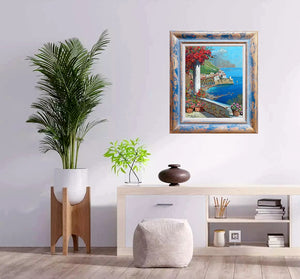 Amalfi painting Gianni Di Guida painter "Flowering seaside" vertical version canvas original Italy