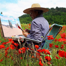 Load image into Gallery viewer, Tuscany painting Biagio Chiesi painter &quot;Field of flowers&quot; original Italian landscape Toscana

