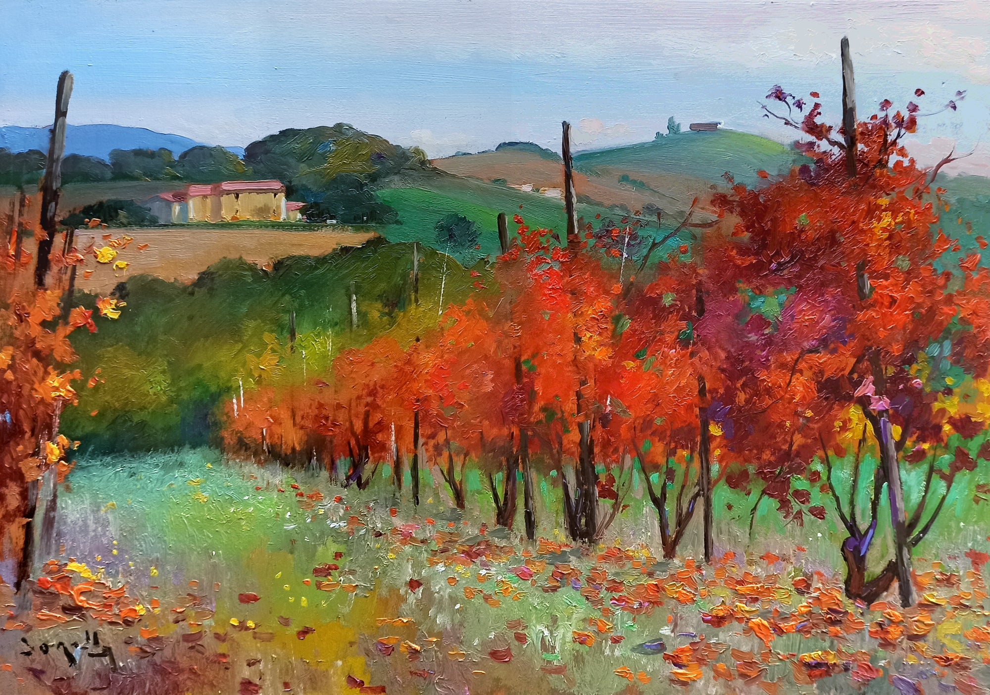 Tuscany painting landscape by Andrea Borella painter 