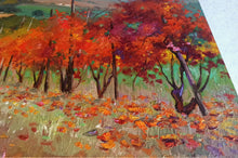 Load image into Gallery viewer, Tuscany painting landscape by Andrea Borella painter &quot;Autumn vineyard n°2&quot; original impressionist artwork Italy
